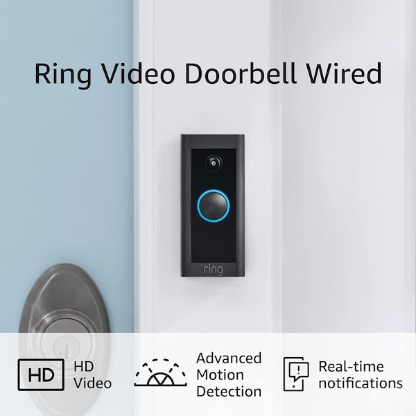 Ring WiFi Video Doorbell Wired Black RINB08CKHPP52 - main